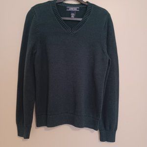 Lands' End V-Neck Sweater in Spruce Green, Boys, Girls Large (14)